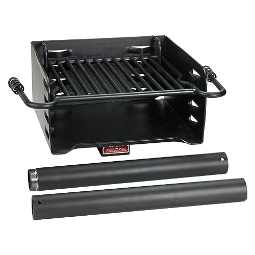 Pilot Rock Heavy Duty Steel Outdoor BBQ Charcoal Grill with 360 Degree Swivel Post Black - Image 2