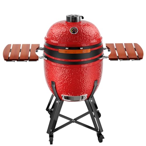 ROOMTEC 23.5-Inch Kamado Charcoal Grill Portable Camping Grill Blaze Red