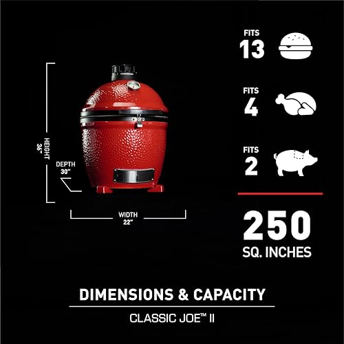 Kamado Joe Classic Joe II 18-Inch Ceramic Charcoal Grill and Smoker Red - Image 4
