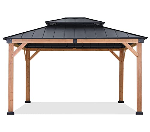 ABCCANOPY Wood Gazebo 11x13 Black - Outdoor Patio Wooden Gazebo with Hardtop Metal Double Roof - Image 2