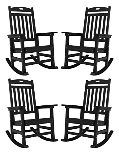 YEFU Outdoor Rocking Chair Set of 4 Heavy Duty Black