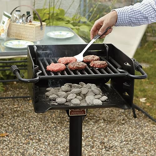 Pilot Rock Heavy Duty Steel Outdoor BBQ Charcoal Grill with 360 Degree Swivel Post Black - Image 7