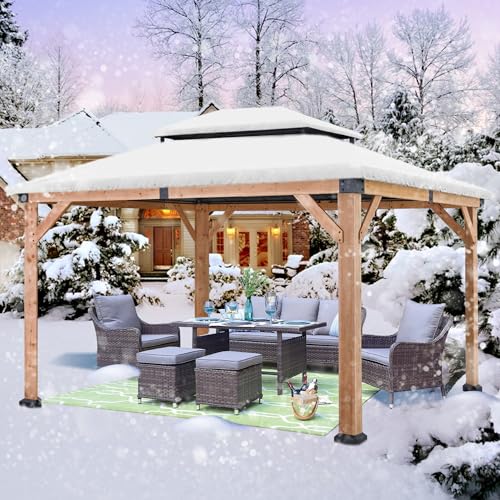 ABCCANOPY Wood Gazebo 11x13 Black - Outdoor Patio Wooden Gazebo with Hardtop Metal Double Roof - Image 11