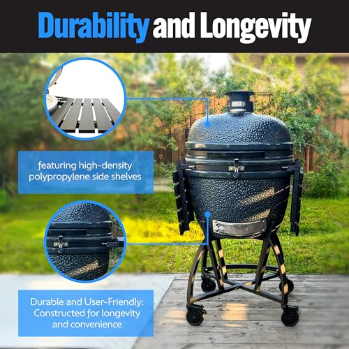 Slow 'N Sear Deluxe Kamado Grill 22" for Two-Zone Charcoal Cooking - Image 5