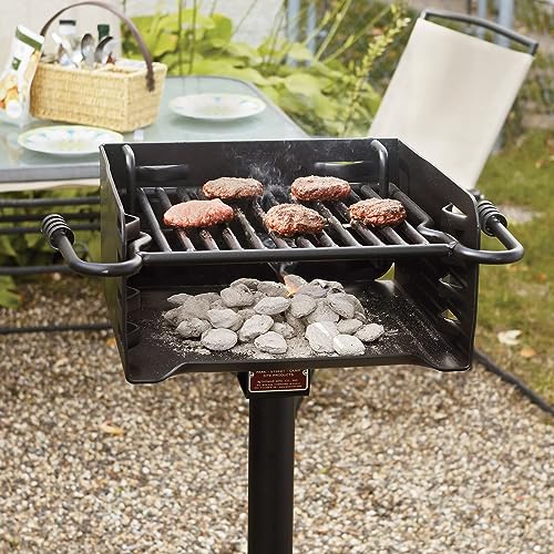 Pilot Rock Heavy Duty Steel Outdoor BBQ Charcoal Grill with 360 Degree Swivel Post Black - Image 5