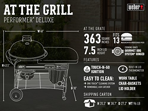 Weber Performer Deluxe Charcoal Grill 22-Inch Touch-N-Go Gas Ignition System Copper - Image 3