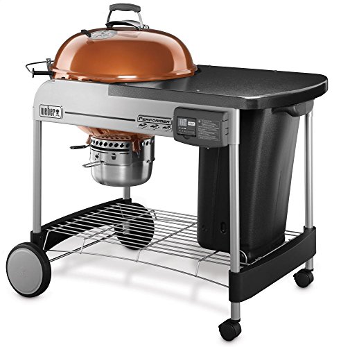 Weber Performer Deluxe Charcoal Grill 22-Inch Touch-N-Go Gas Ignition System Copper