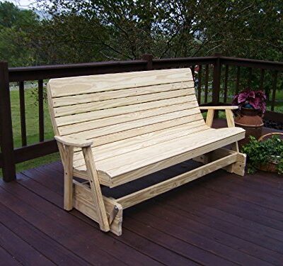 A&L Furniture Co. 6' Amish-Made Pressure-Treated Pine Highback Patio Glider Bench Linden Leaf