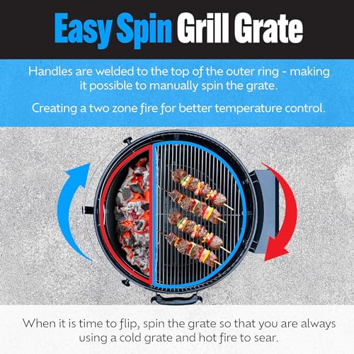 Slow 'N Sear Deluxe Kamado Grill 22" for Two-Zone Charcoal Cooking - Image 3