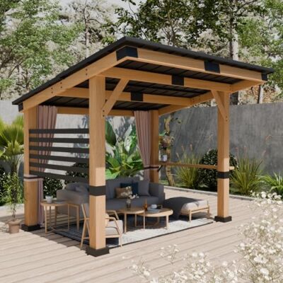 Yardsight Hardtop Cedar Gazebo 10' x 12' with Curtains A08-10 x 12''