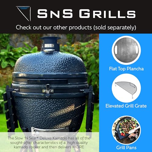 Slow 'N Sear Deluxe Kamado Grill 22" for Two-Zone Charcoal Cooking - Image 7