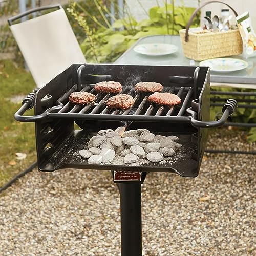 Pilot Rock Heavy Duty Steel Outdoor BBQ Charcoal Grill with 360 Degree Swivel Post Black - Image 6