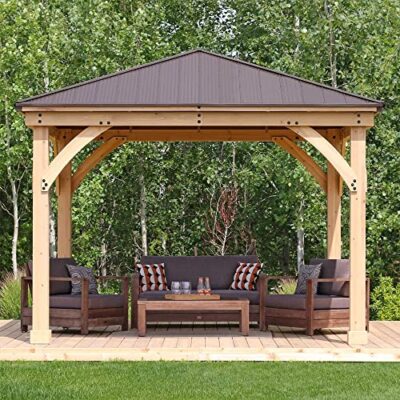 Yardistry 12x12 Meridian Cedar Wood Gazebo Pavilion Brown