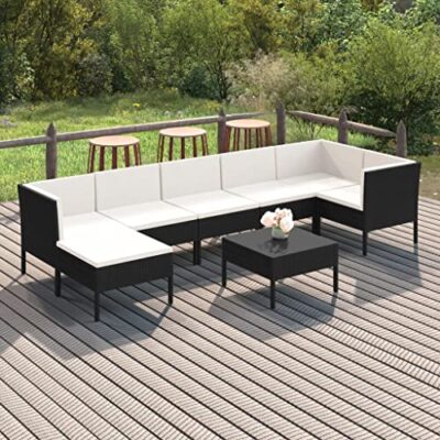 Xinxinxiang 8 Piece Patio Set with Cushions Poly Rattan Black