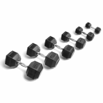 Hydra Fitness Exchange Rubber Hex Dumbbell Set, 105-125 lb Pair, Black