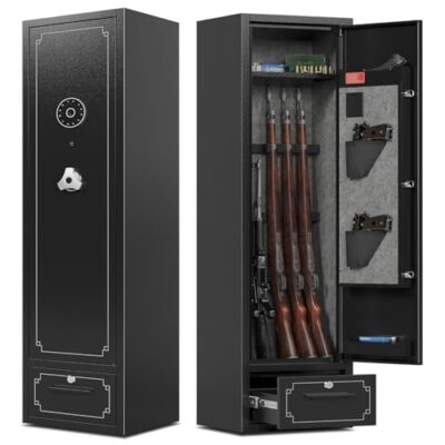 KAER KR1400 Large Black Gun Safe for 4-5 Rifles and 2 Handguns