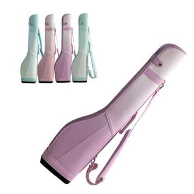 ASYJVWYZ Pastel Color Ladies Golf Sunday Bag, Dual Tone Spliced Leathers Mini Golf Gun Bag,