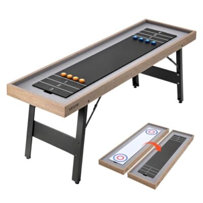 VEVOR 7 ft Shuffleboard Table, 2 in 1 Shuffleboard and Tabletop Curling Combo Game, Compact