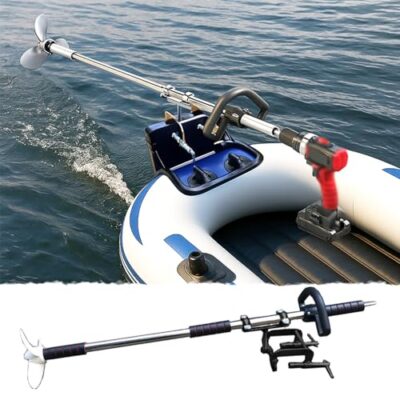 CMYUN Portable Aluminum Drill Propeller for Kayak, Small Boat Underwater Trolling Motor,