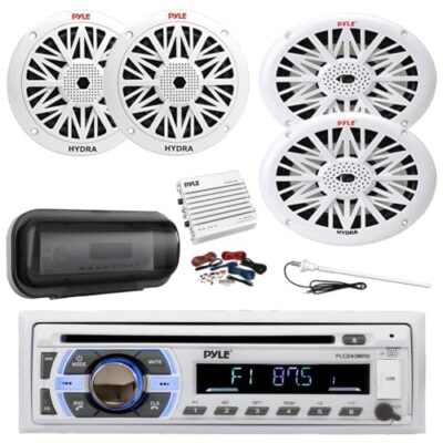 Enrock Marine Pyle PLCD43MRB Bluetooth Marine Stereo AM/FM CD Stereo Receiver, Cover,